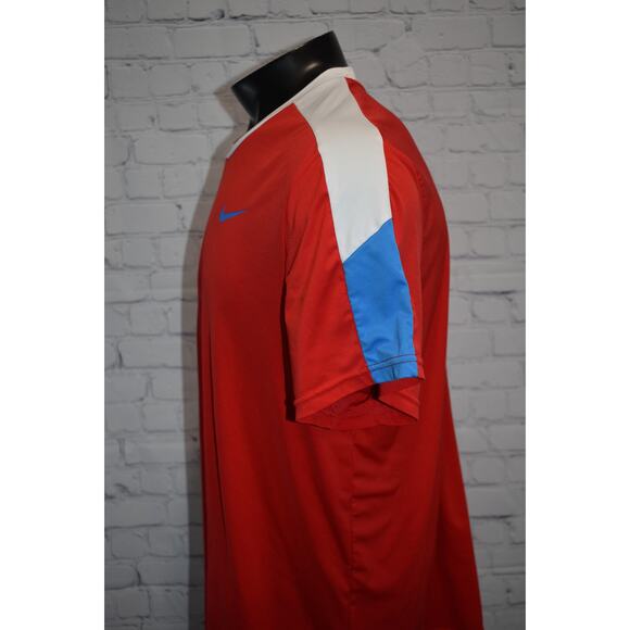 Nike Gym Shirt Mens Size XL Running Polyester Dri-Fit Red White Blue Performance - Picture 5 of 7